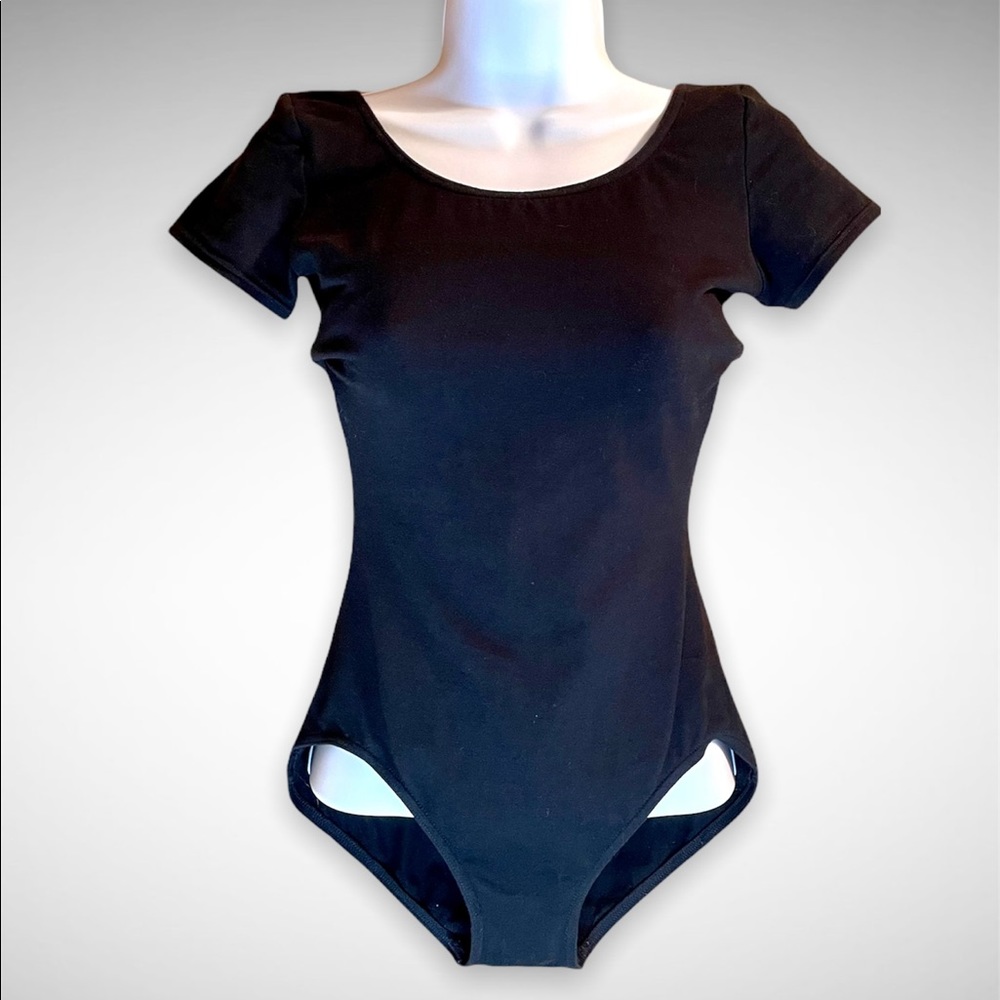 Capezio short sleeved black leotard, medium